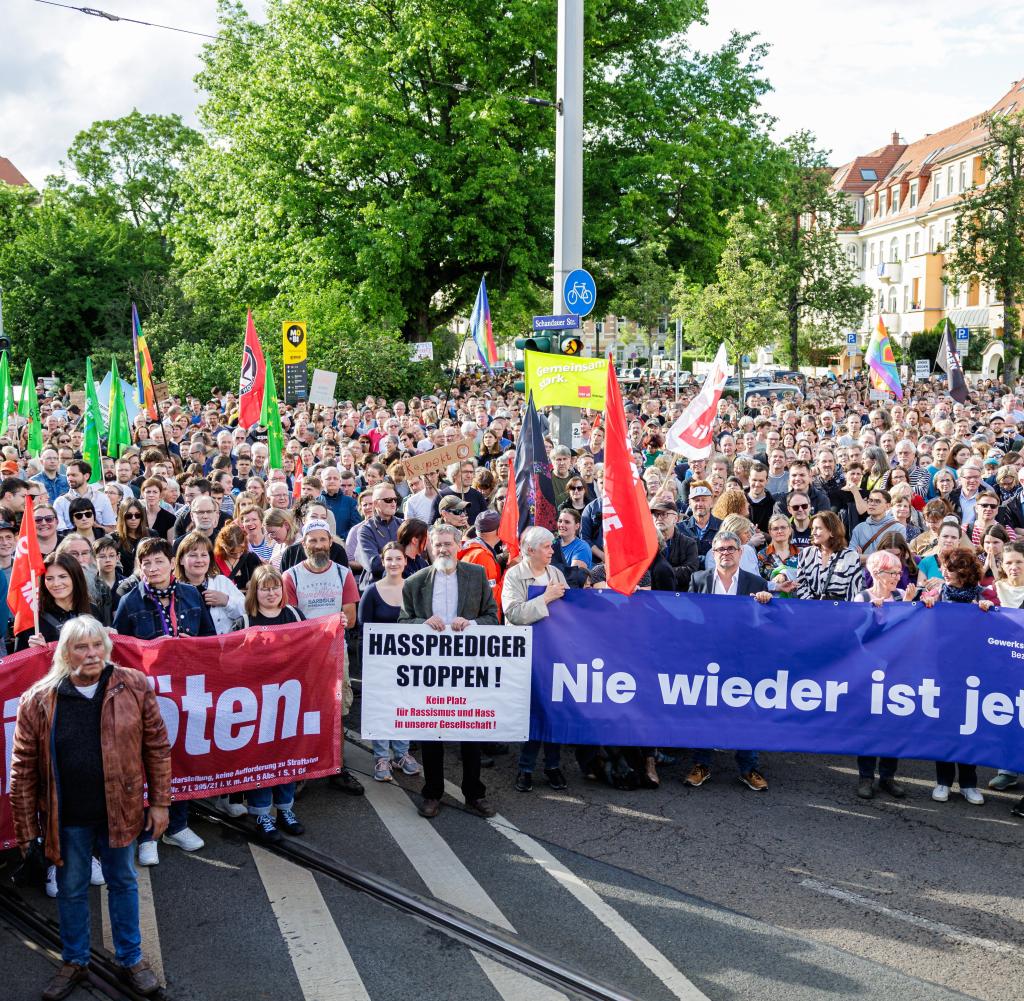 Protesters on Sunday in Dresden
