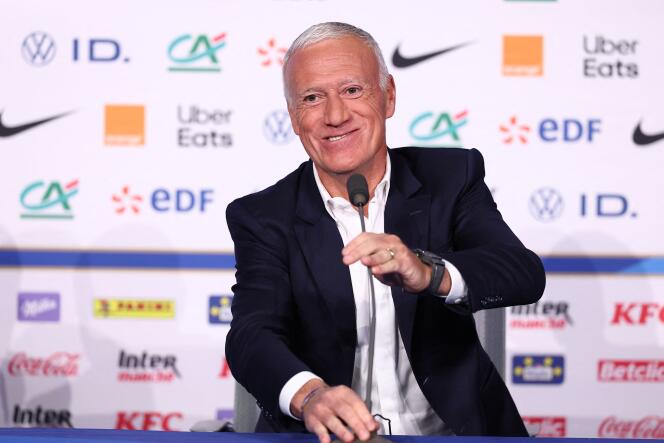 Didier Deschamps announces the list of players selected for Euro 2024, in Paris, May 16, 2024.