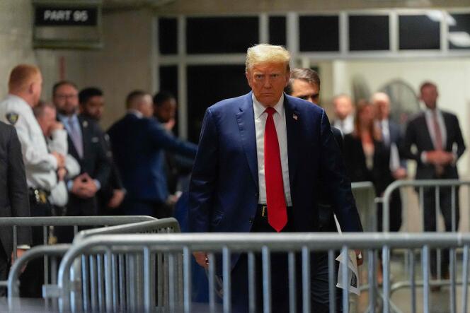 Former US President Donald Trump arrives for his trial at Manhattan Criminal Court in New York on May 6, 2024.