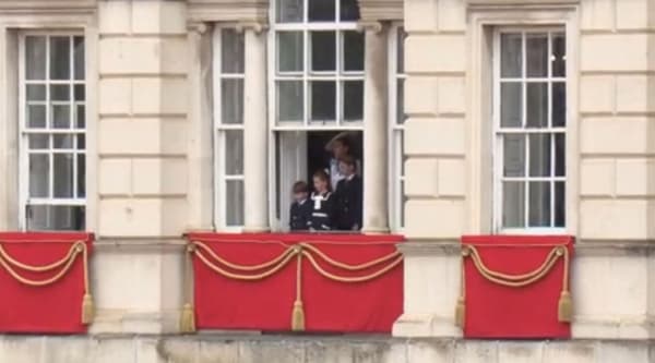 Kate and her three children on the Buckingham balcony, June 15, 2024